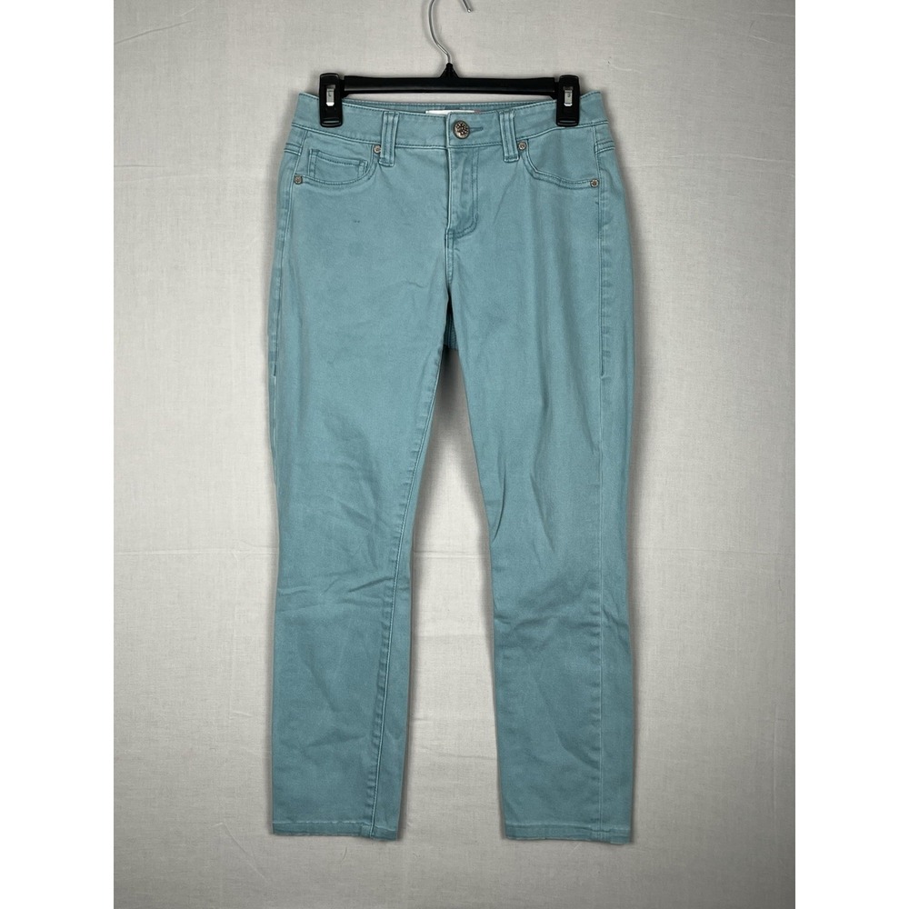 CAbi Jeans Womens Teal Slim Straight Leg Stretch Mid Rise Casual Pants